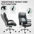HOMCOM Ergonomic Office Chair, Heavy Duty Faux Leather Desk Chair with Tilt Function, Adjustable Height, 227kg 500LBS Swivel Computer Chair for Home Study, Black - anydaydirect