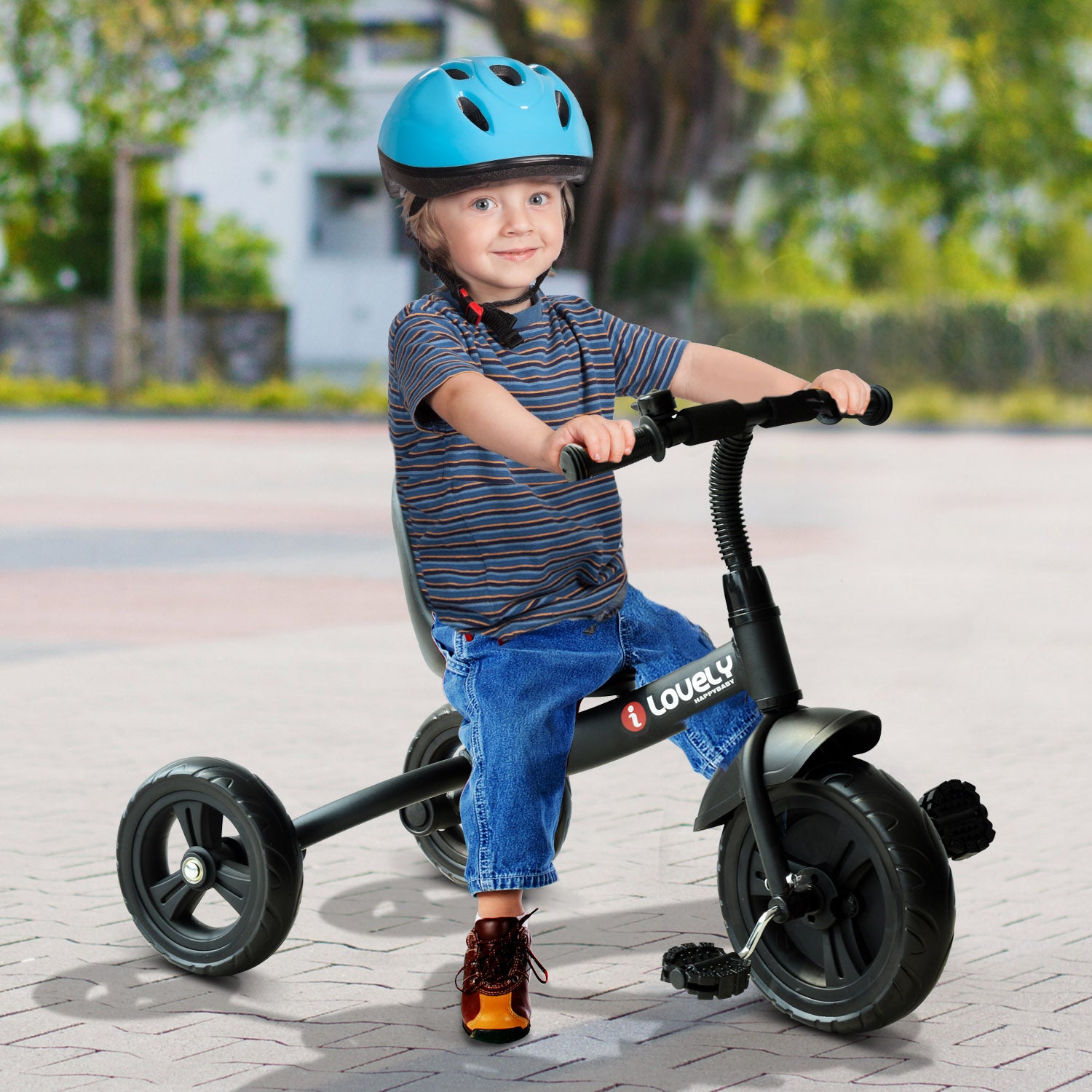 HOMCOM Ride On Tricycle 3 Wheels Plastic Pedal Trike for Kids over 18 Months , Black - anydaydirect
