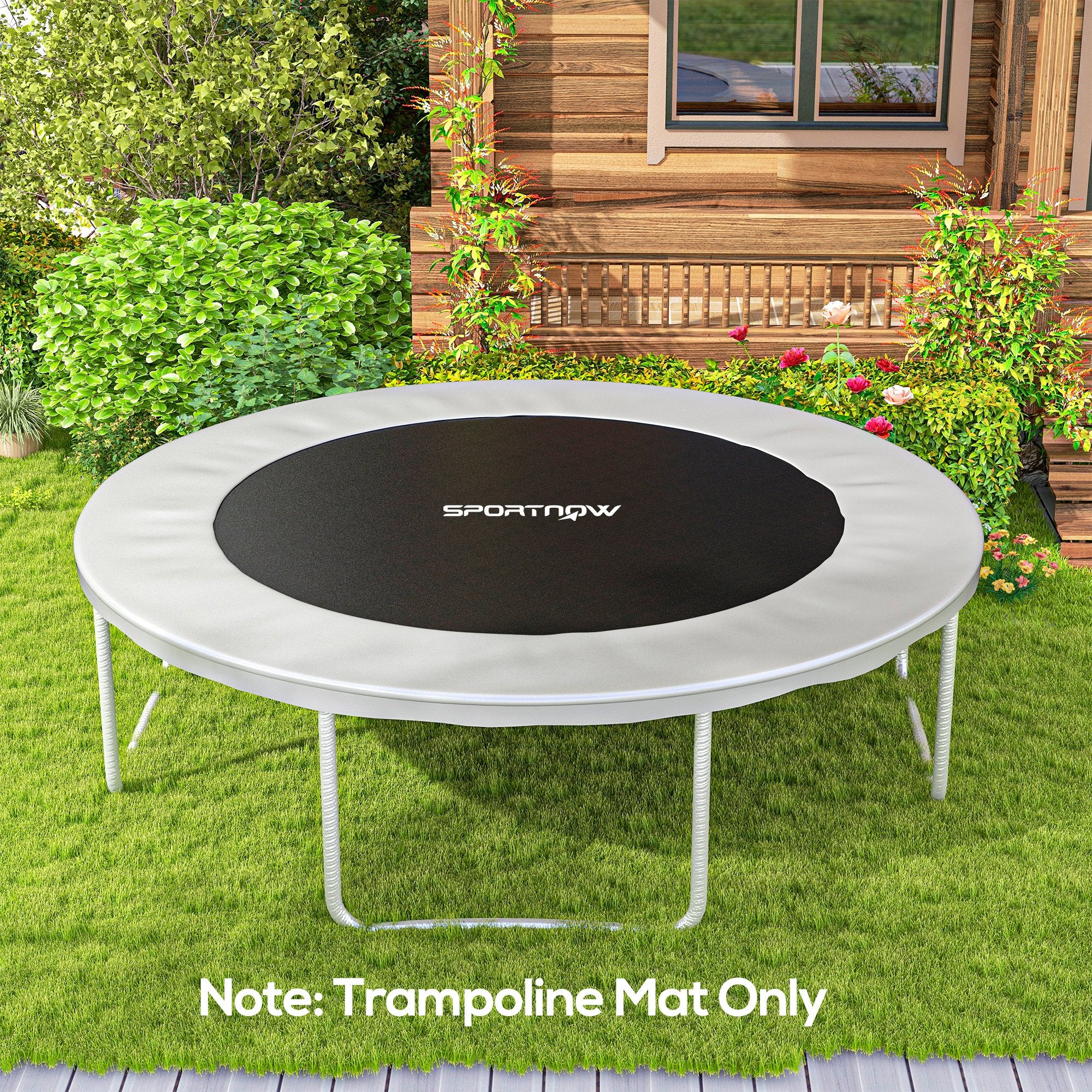 SPORTNOW Trampoline Replacement Mat with Spring Pull Tool, 42 V-Hooks, for 8ft Trampoline using 14cm Springs, Black - anydaydirect