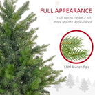 HOMCOM 5ft Artificial Christmas Tree with 1309 Tips, Metal Base, Realistic Hinged Xmas Tree for Home Office, Green - anydaydirect