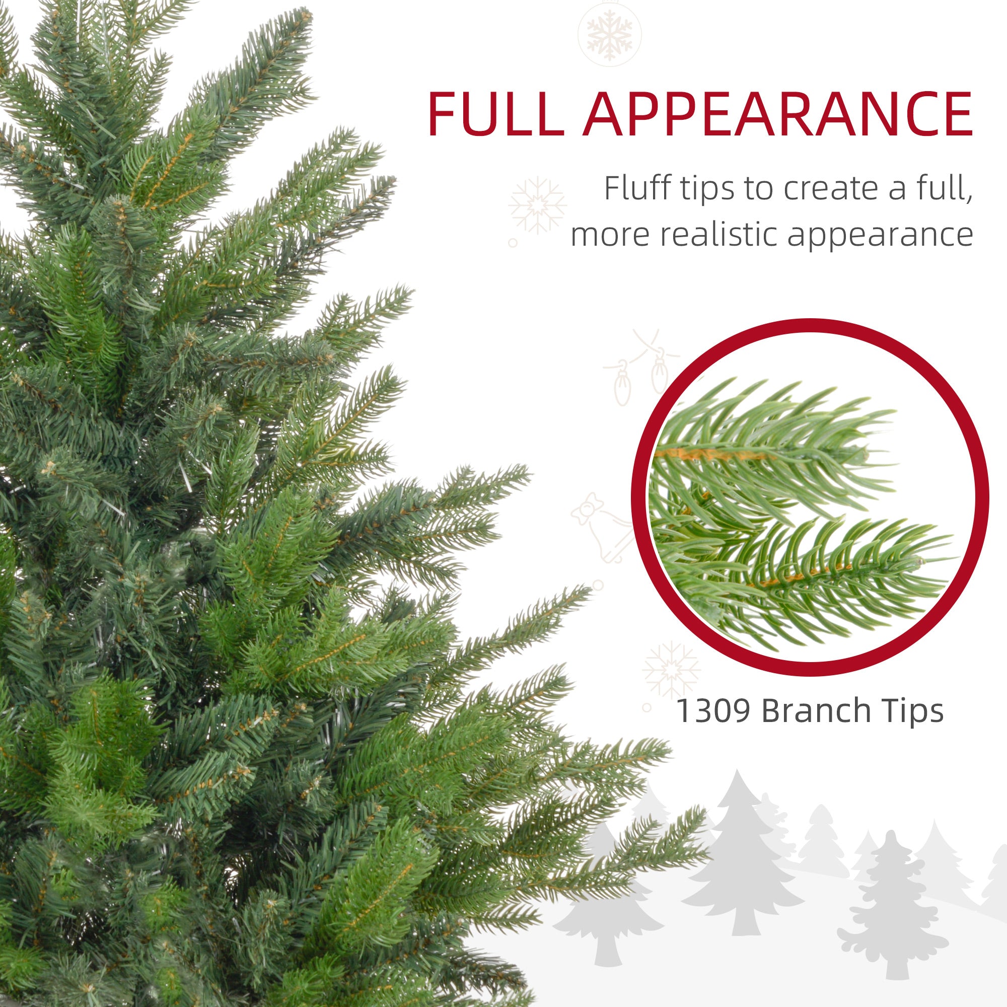 HOMCOM 5ft Artificial Christmas Tree with 1309 Tips, Metal Base, Realistic Hinged Xmas Tree for Home Office, Green - anydaydirect