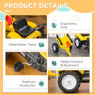 HOMCOM Pedal Go Kart Ride on Tractor w/ Shovel & Rake Four Wheels Child Toy - anydaydirect