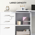 HOMCOM L Shaped Computer Desk, Reversible Home Office Desk with Drawers, File Cabinet and Storage Shelves, Study Table, 117 x 83.5 x 76cm, White - anydaydirect