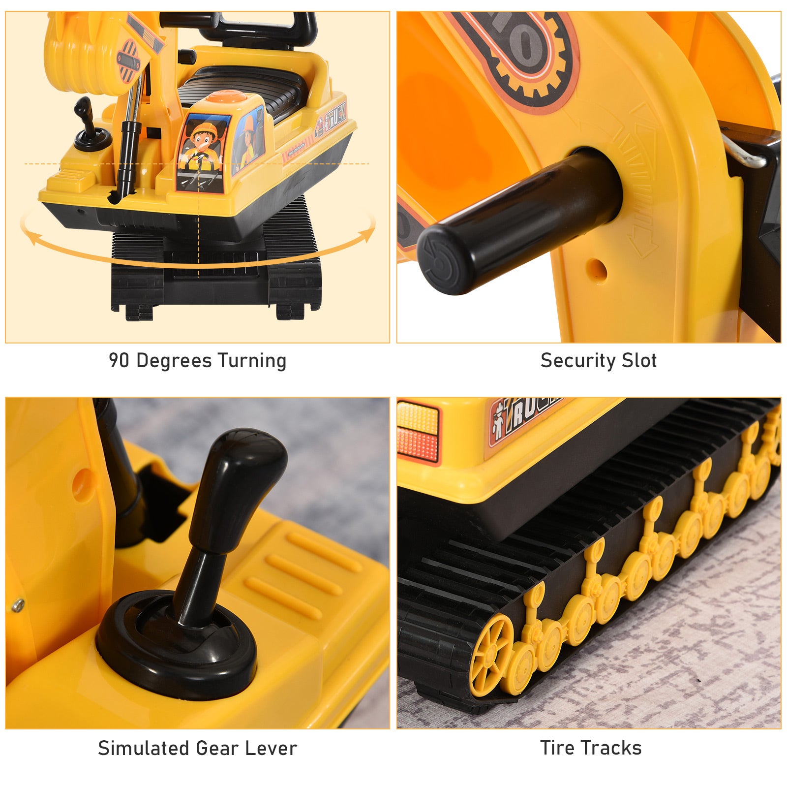 HOMCOM Kids Ride On Digger Excavator Toy Tractors Walker Toddler Truck Basket Storage For Boys Girls 3 Years Old Yellow NO POWER - anydaydirect