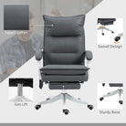 Vinsetto Vibration Massage Office Chair with Heat, Ergonomic Computer Desk Chairs, Faux Leather Desk Chair with Footrest, Armrest and Reclining Backrest, Charcoal Grey - anydaydirect