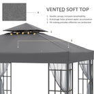 Outsunny 3 x 3(m) Patio Gazebo Canopy Garden Pavilion Tent Shelter with 2 Tier Roof and Mosquito Netting, Steel Frame, Grey - anydaydirect