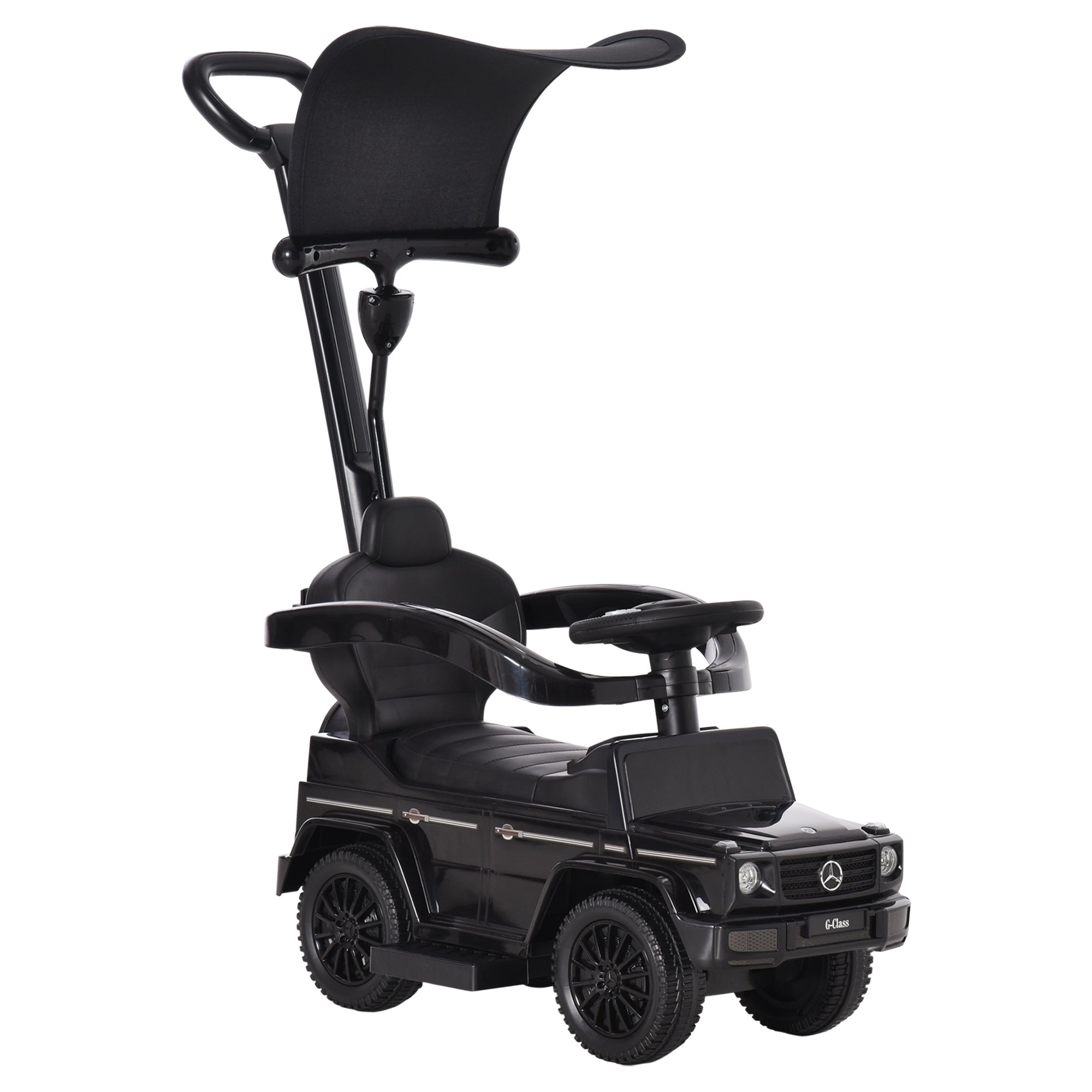 HOMCOM Ride-On Car Push Along Car Mercedes-Benz G350 Sliding Walker Foot to Floor Slider Stroller Toddler w/ Steering Wheel, Black - anydaydirect