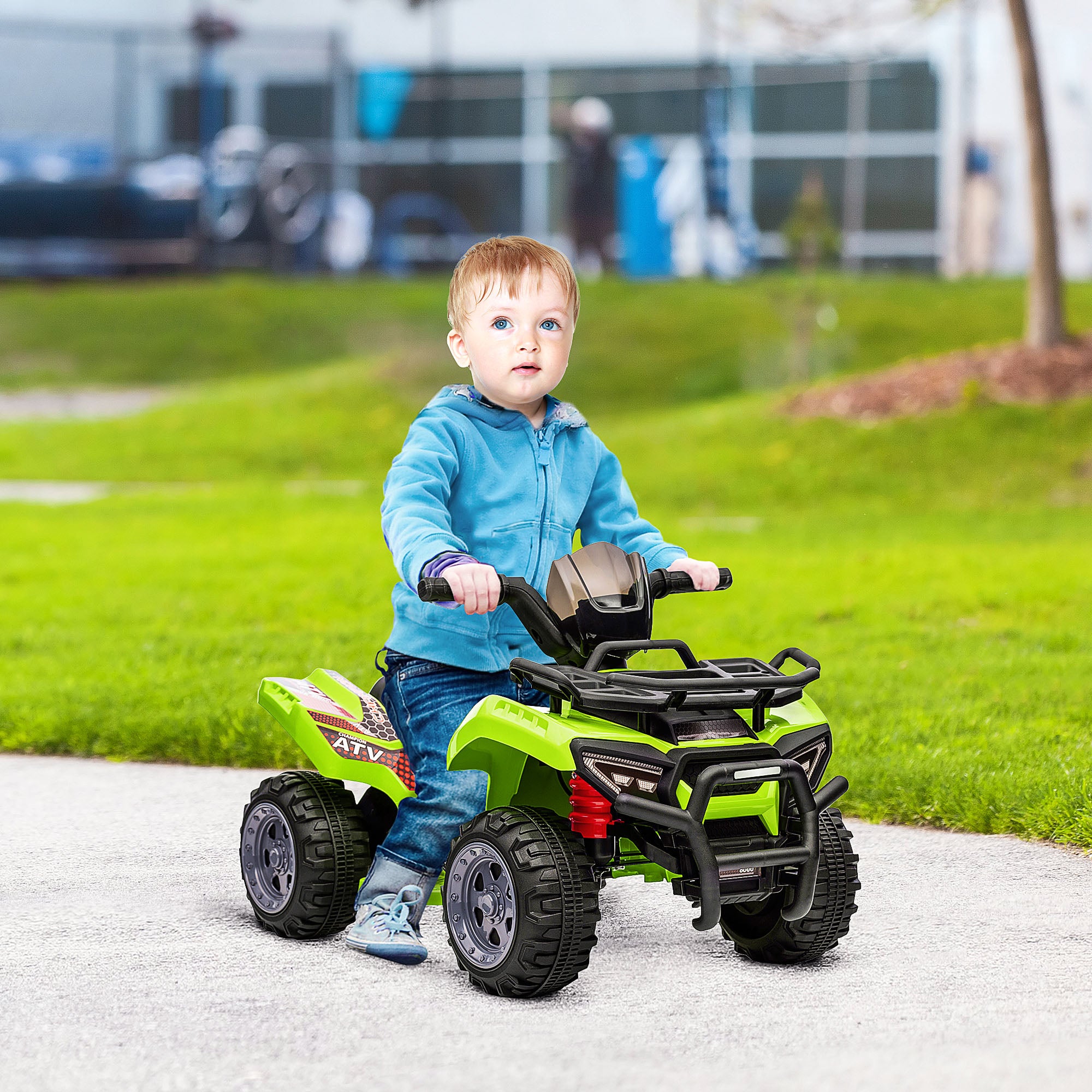 HOMCOM Kids Ride-on Four Wheeler ATV Car with Real Working Headlights, 6V Battery Powered Motorcycle for 18-36 Months, Green - anydaydirect