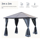 Outsunny 3m x 3m Hardtop Metal Frame Mesh Draped Gazebo Black - anydaydirect
