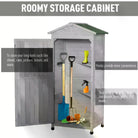 Outsunny Wooden Garden Cabinet 3-Tier Storage Shed 2 Shelves Lockable Organizer with Hooks Foot Pad 74 x 55 x 155cm Light Grey - anydaydirect