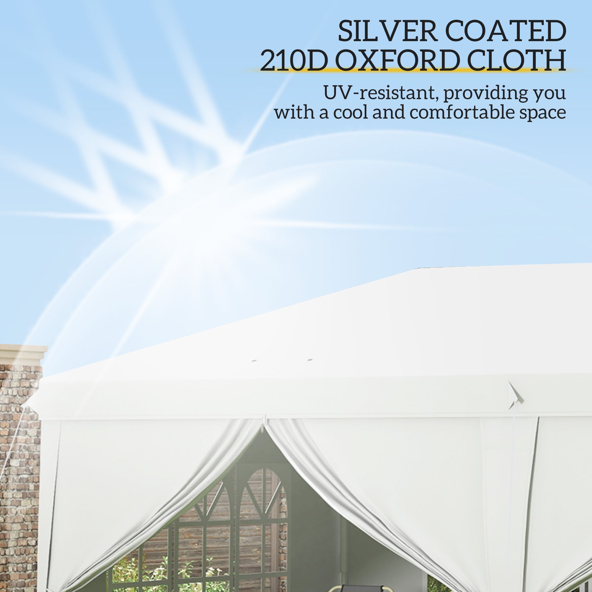 Outsunny 3 x 6 m Pop Up Gazebo with Sides and Windows, Height Adjustable Wedding Camping Party Tent Canopy Marquee with Storage Bag for Garden, Event, White - anydaydirect