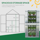 Outsunny Garden Cold Frame Polycarbonate Greenhouse with Adjustable Shelves, Double Doors, Openable Top Covers, Grow House for Flower Vegetable Plants, 80 x 47 x 138cm, Grey - anydaydirect