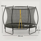 SPORTNOW 8ft Outdoor Trampoline with Enclosure Net, Spring Cover, Black - anydaydirect