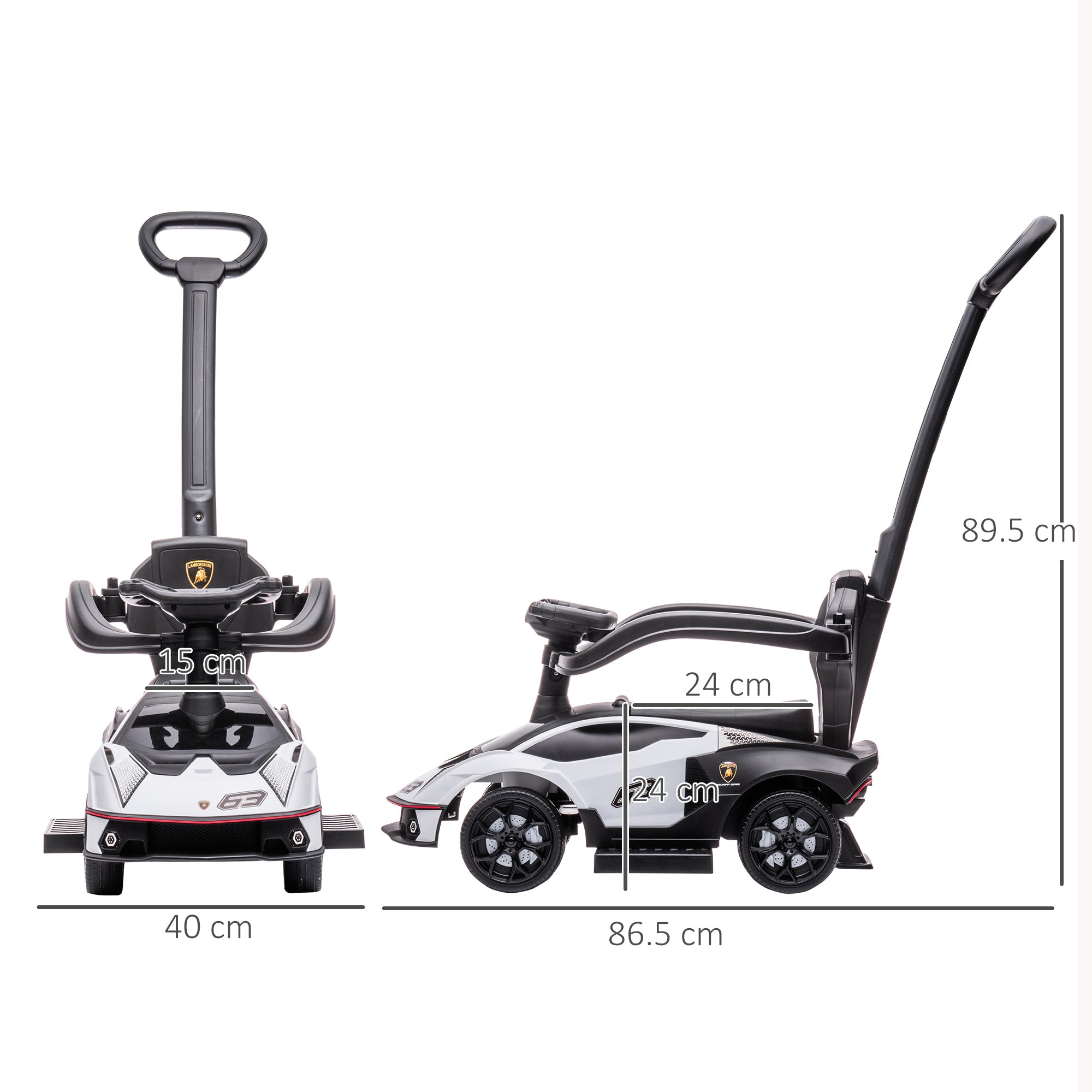 AIYAPLAY Essenza SCV12 Licensed 2 in 1 Push and Ride On Car for Toddlers with Horn, Engine Sound, White - anydaydirect