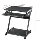 HOMCOM Movable Computer Desk with 4 Moving Wheels Sliding Keyboard Tray Home Office Workstation Black - anydaydirect