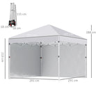 Outsunny 3 x 3 (M) Pop Up Gazebo, UPF 30+ with 2 Sidewalls, Leg Weight Bags and Wheeled Bag, Height Adjustable Party Tent Event Shelter for Garden, Patio, White - anydaydirect