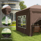 Outsunny 3 x 6 m Pop Up Gazebo with Sides and Windows, Height Adjustable Party Tent with Storage Bag for Garden, Camping, Event, Brown - anydaydirect