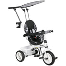 HOMCOM 4 in 1 Tricycle for Kids with 5-point harness straps, Removable Canopy, White - anydaydirect
