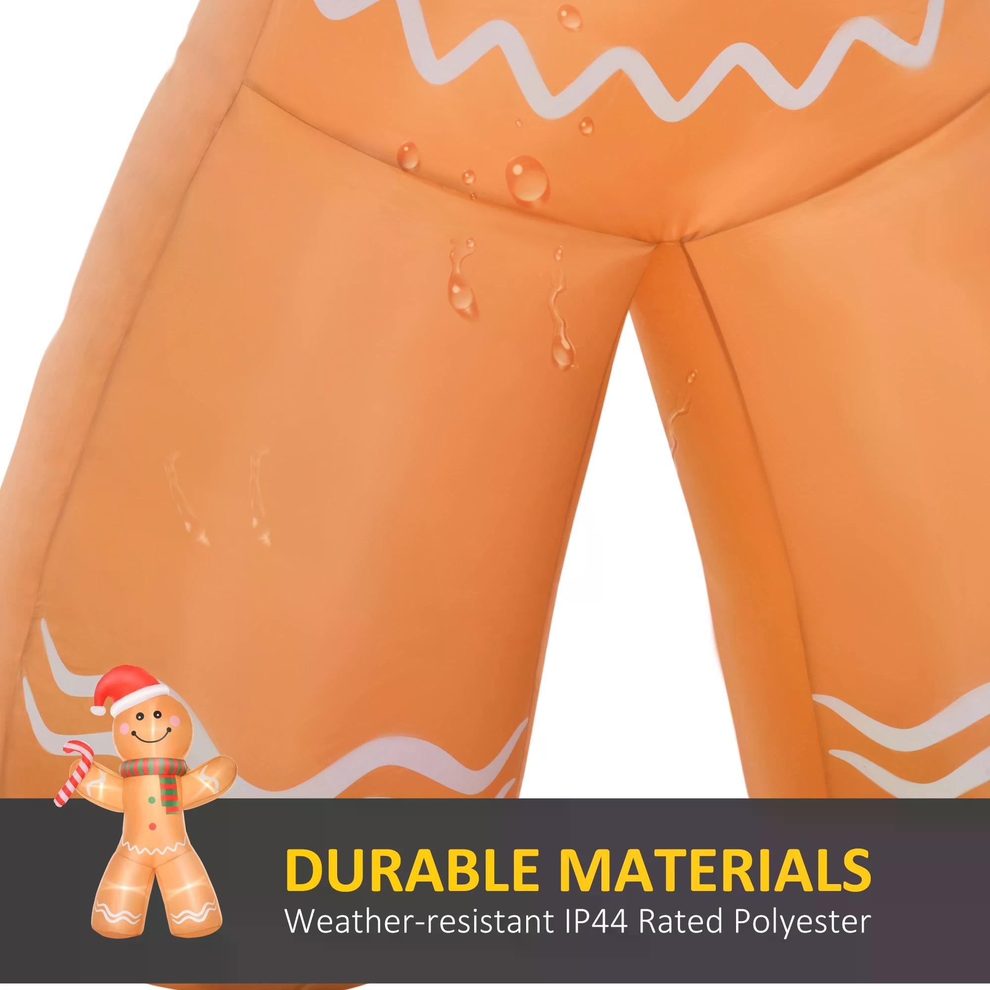 HOMCOM 2.4m Christmas Inflatable Gingerbread Man, Lighted for Home Indoor Outdoor Garden Lawn Decoration Party Prop - anydaydirect