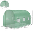 Outsunny 3.5 x 2m Walk-In Polytunnel Greenhouse, with Steel Frame, PE Cover, Roll-Up Door and 6 Windows, Green - anydaydirect