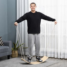 HOMCOM Wood Wobble Board with Ropes, Balance Board for Full Body Workout, Multipurpose for Kids and Adults - anydaydirect