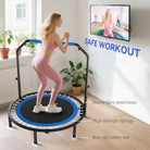 HOMCOM 48" Foldable Mini Fitness Trampoline, with Adjustable Foam Handle, Blue - anydaydirect