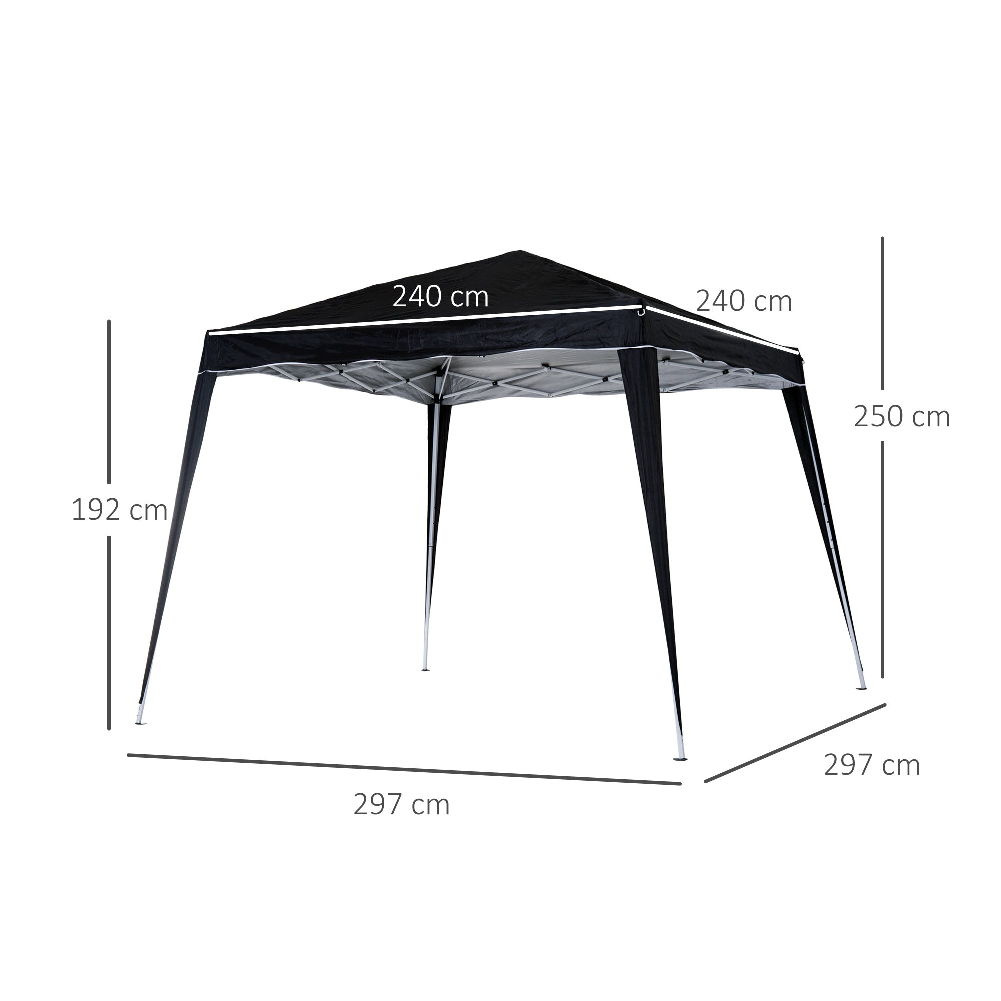 Outsunny 3 M x 3 M Base/ 2.5 M x 2.5 M Top Pop Up Gazebo with Carry Bag, Height Adjustable Slant Leg Party Tent Instant Event Shelter for Garden, Patio, Black - anydaydirect
