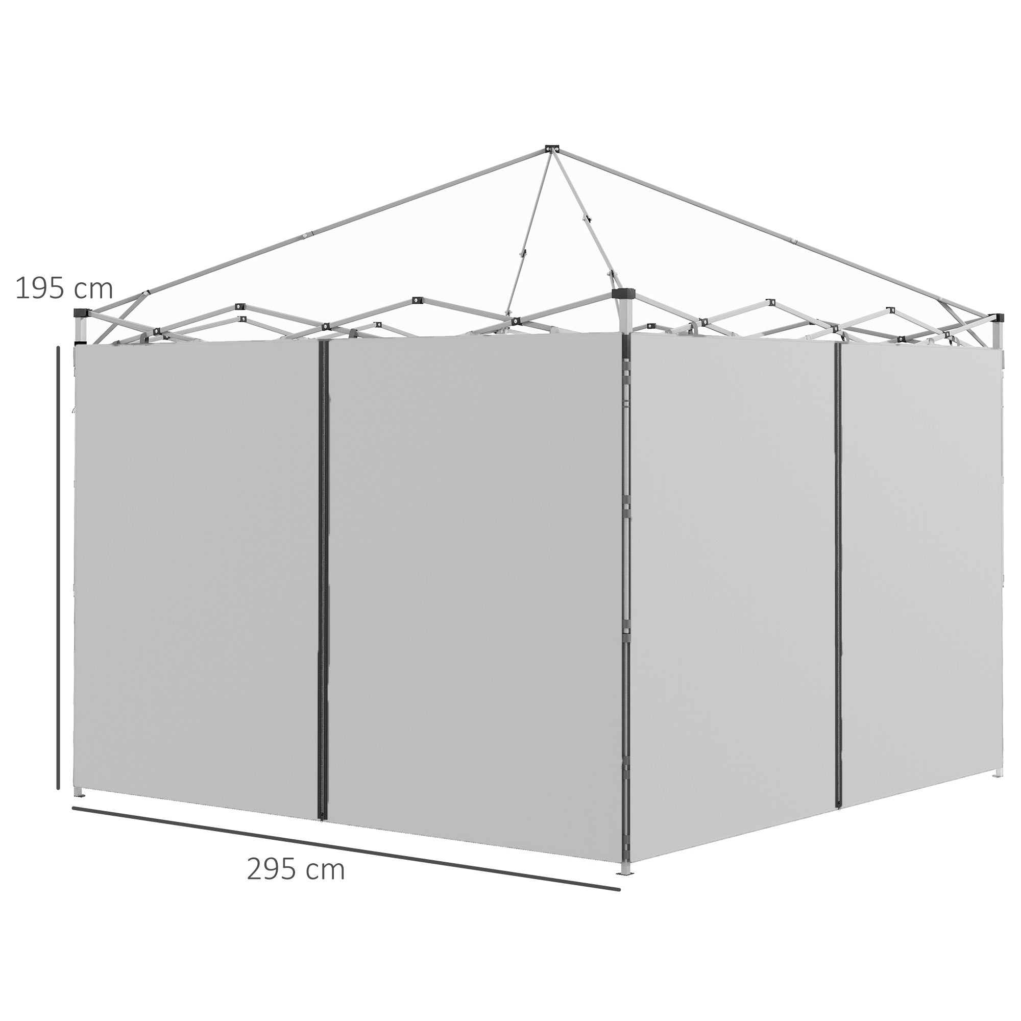 Outsunny Set of Two 3 x 3(m) Replacement Zipped Gazebo Walls - Grey - anydaydirect