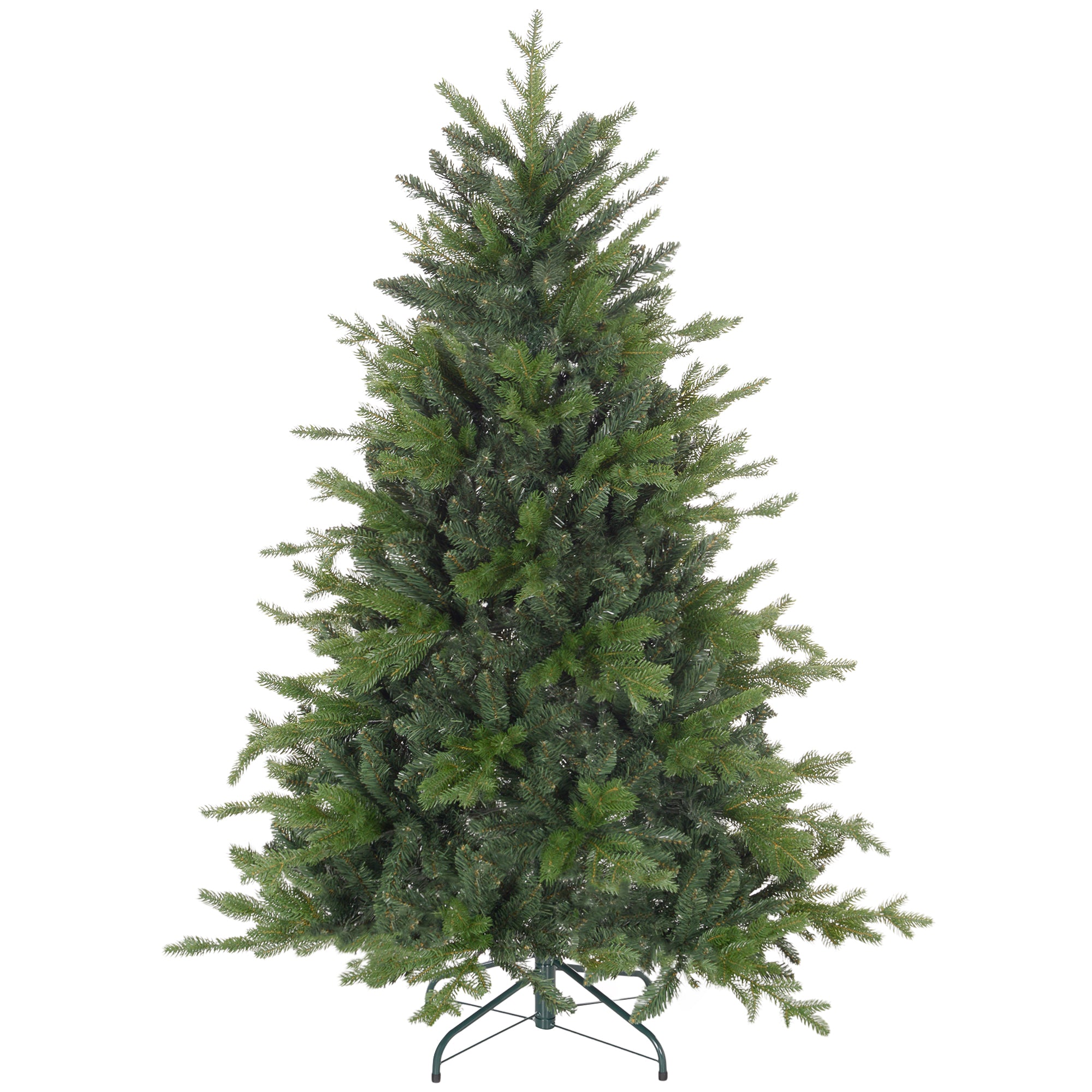 HOMCOM 5ft Artificial Christmas Tree with 1309 Tips, Metal Base, Realistic Hinged Xmas Tree for Home Office, Green - anydaydirect
