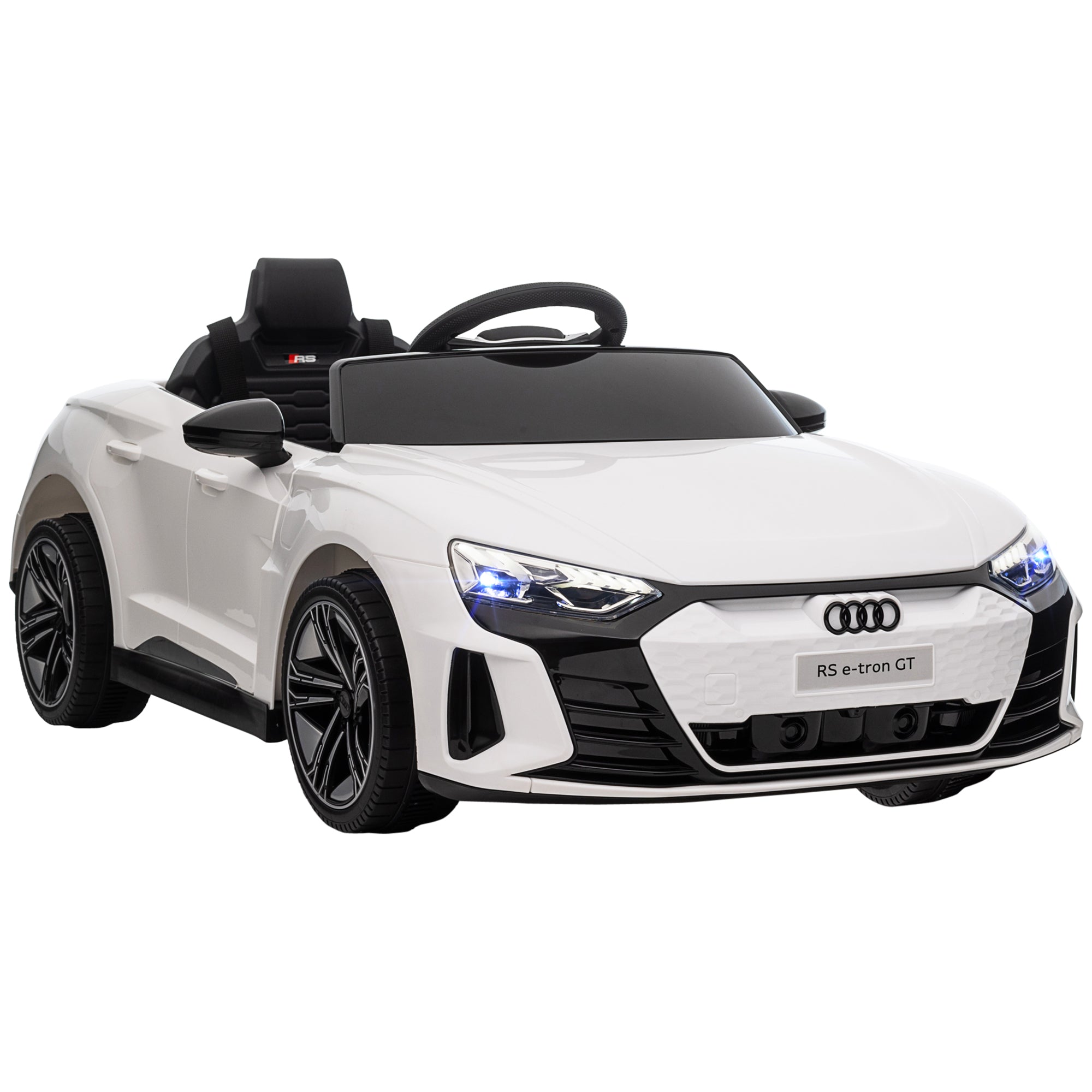 HOMCOM Audi Licensed Kids Electric Ride On Car with Parental Remote Control, 12V Battery Powered Toy with Suspension System, Lights, Music, White - anydaydirect
