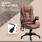 Vinsetto Massage Recliner Chair Heated Office Chair with Six Massage Points Microfiber Cloth 360° Swivel Wheels Brown - anydaydirect