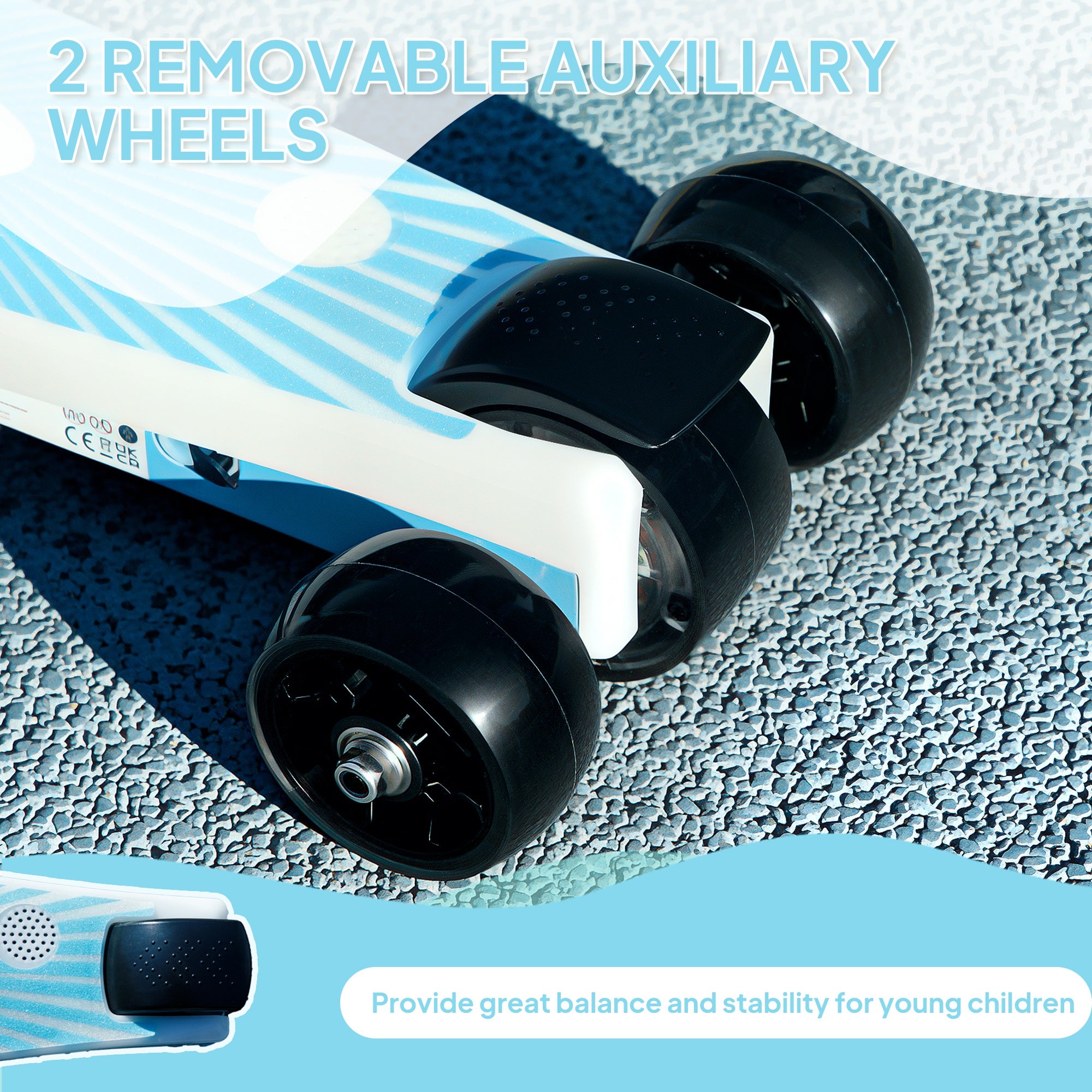 AIYAPLAY Electric Scooter for Kids Ages 4-7, with Auxiliary Rear Wheels, Flashing LED Light and Electric Brake, Kids Electric Scooter for Boys Girls, 6 KM/H & 8 KM, Blue - anydaydirect