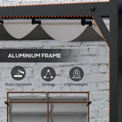 Outsunny 3 x 3(m) Retractable Pergola, Garden Gazebo Shelter with Aluminium Frame, for Grill, Patio, Deck, Dark Grey - anydaydirect