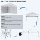 Outsunny 3 x 3 (M) Pop Up Gazebo, UPF 30+ with 2 Sidewalls, Leg Weight Bags and Wheeled Bag, Height Adjustable Party Tent Event Shelter for Garden, Patio, White - anydaydirect