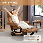 HOMCOM Faux Leather Reclining Chair and Footstool - Brown - anydaydirect