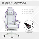 Vinsetto Computer Gaming Chair, PU Leather Desk Chair with Footrest, Swivel Task Chair with 135° Reclining Back and Lumbar Support, PC Chair for Adults, White and Purple - anydaydirect