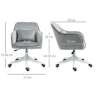 Vinsetto Velvet Office Chair, Desk Chair, Makeup Vanity Chair with Massage Lumbar Pillow and Rolling Wheels for Bedroom and Home, Grey - anydaydirect