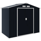 Outsunny Lockable Garden Shed Large Patio Roofed Tool Metal Storage Building Foundation Sheds Box Outdoor Furniture, 7ft x 4ft, Dark Grey - anydaydirect