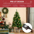HOMCOM 5ft Prelit Christmas Tree Artificial Tree Warm White LED Light Holiday Home Xmas Decoration, Green - anydaydirect