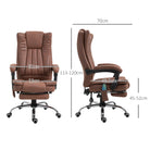 Vinsetto Office Chair with Massage and Heat, Microfibre Reclining Computer Desk Chair with Footrest and Adjustable Height, Swivel Wheels for Home Office, Brown - anydaydirect