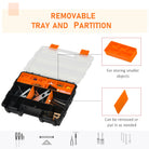 DURHAND Set Of 4 Plastic DIY Tool Storage Boxes w/ Inside Dividers Locking Lids Home Garage Organisation Stacking Arts Crafts Bolts Black Orange - anydaydirect
