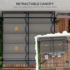 Outsunny 3 x 3(m) Retractable Pergola, Garden Gazebo Shelter with Aluminium Frame, for Grill, Patio, Deck, Dark Grey - anydaydirect