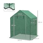 Outsunny Greenhouse Cover Replacement Walk-in PE Hot House Cover with Roll-up Door and Windows, 140 x 143 x 190cm, Green - anydaydirect