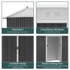 Outsunny 7.6 x 4.3ft Garden Storage Shed w/ Sliding Door Ventilation Window Sloped Roof Gardening Tool Storage Dark Grey - anydaydirect