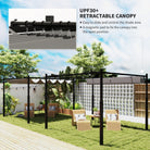 Outsunny 3 x 3(m) Garden Pergola with Retractable Roof and Magnetic Fixture, Outdoor Gazebo Pergola Kit Sun Shade Canopy, UPF30+, 80mm Metal Column, Grey - anydaydirect