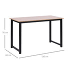 HOMCOM Computer Desk, Writing Table, 120 x 60 x 76cm Workstation for Home Office, Study with Metal Frame, Simple Assembly, Black - anydaydirect