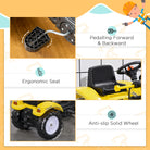 HOMCOM Pedal Go Kart Ride On Excavator W/ Front Loader Digger Four Wheels Child Toy, for 3 Years Old - anydaydirect