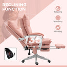 Vinsetto Vibration Massage Office Chair with Heat, Ergonomic Computer Desk Chairs, Faux Leather Desk Chair with Footrest, Armrest and Reclining Backrest, Pink - anydaydirect