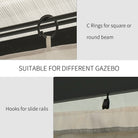 Outsunny Replacement Gazebo Curtains, 4-Panel Gazebo Side Panels Only, for 3 x 3 (M) Gazebos or Pergolas, Hooks/C-Rings Included, Beige - anydaydirect