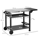 Outsunny Multi-Feature BBQ Grill Table, with Stainless Steel Top - Black - anydaydirect